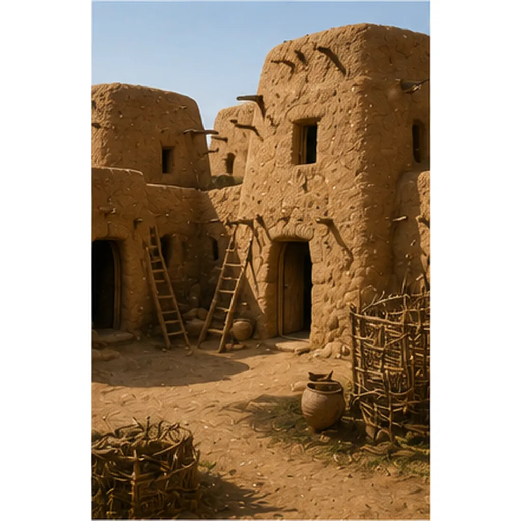 Illustration of people build houses from mud for the question "Why did people build houses from mud?"