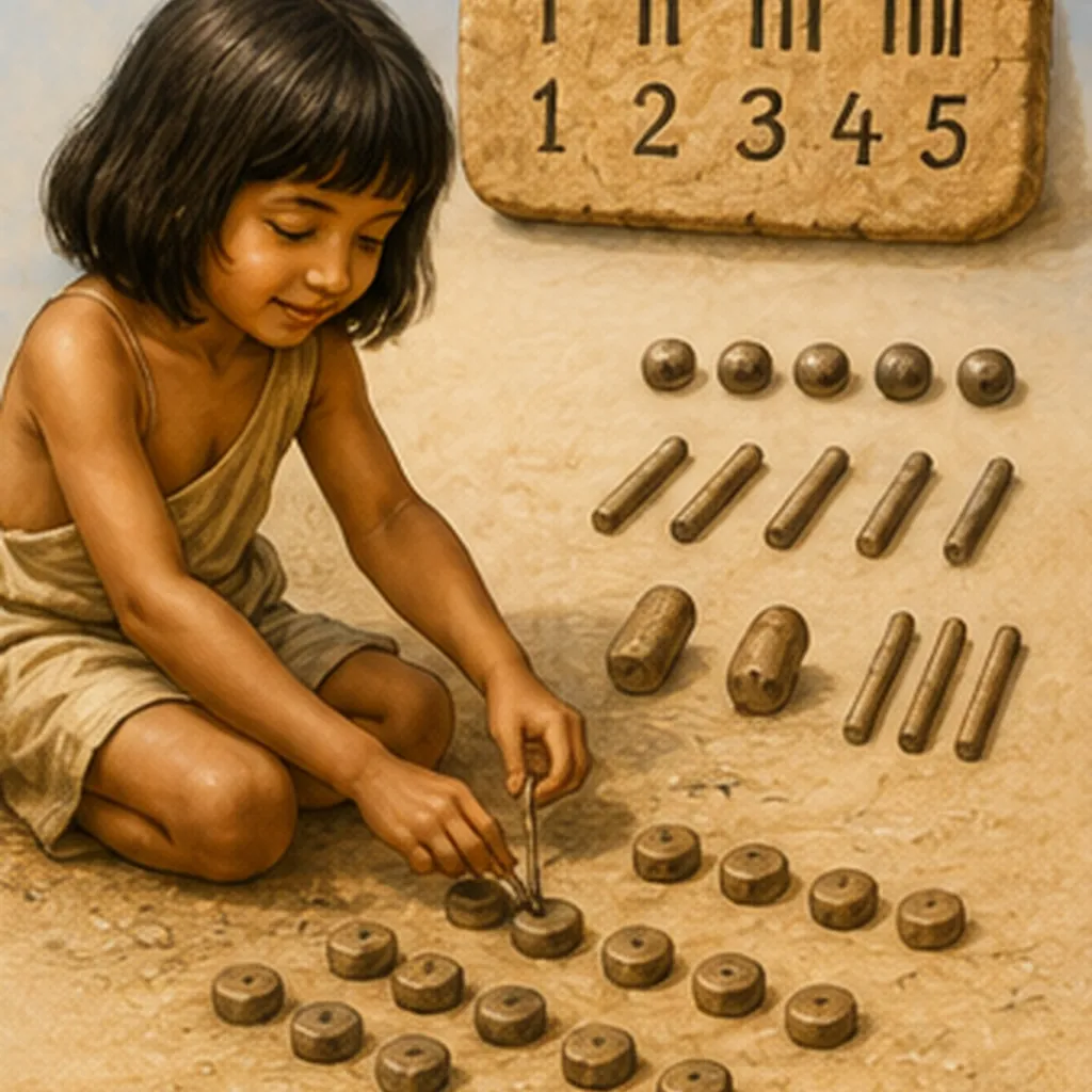Illustration of ancient people count numbers for the question "How did ancient people count numbers?"