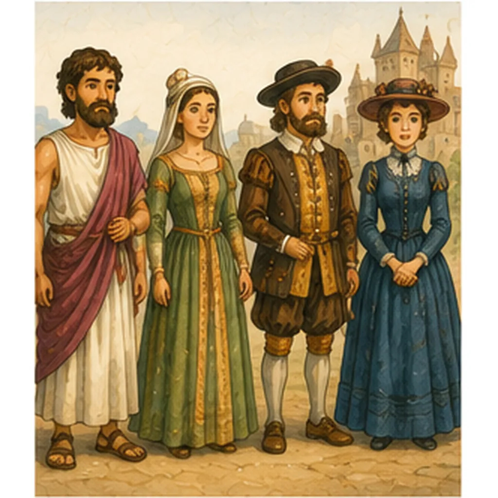 Illustration of people wear different clothes long ago for the question "Why did people wear different clothes long ago?"