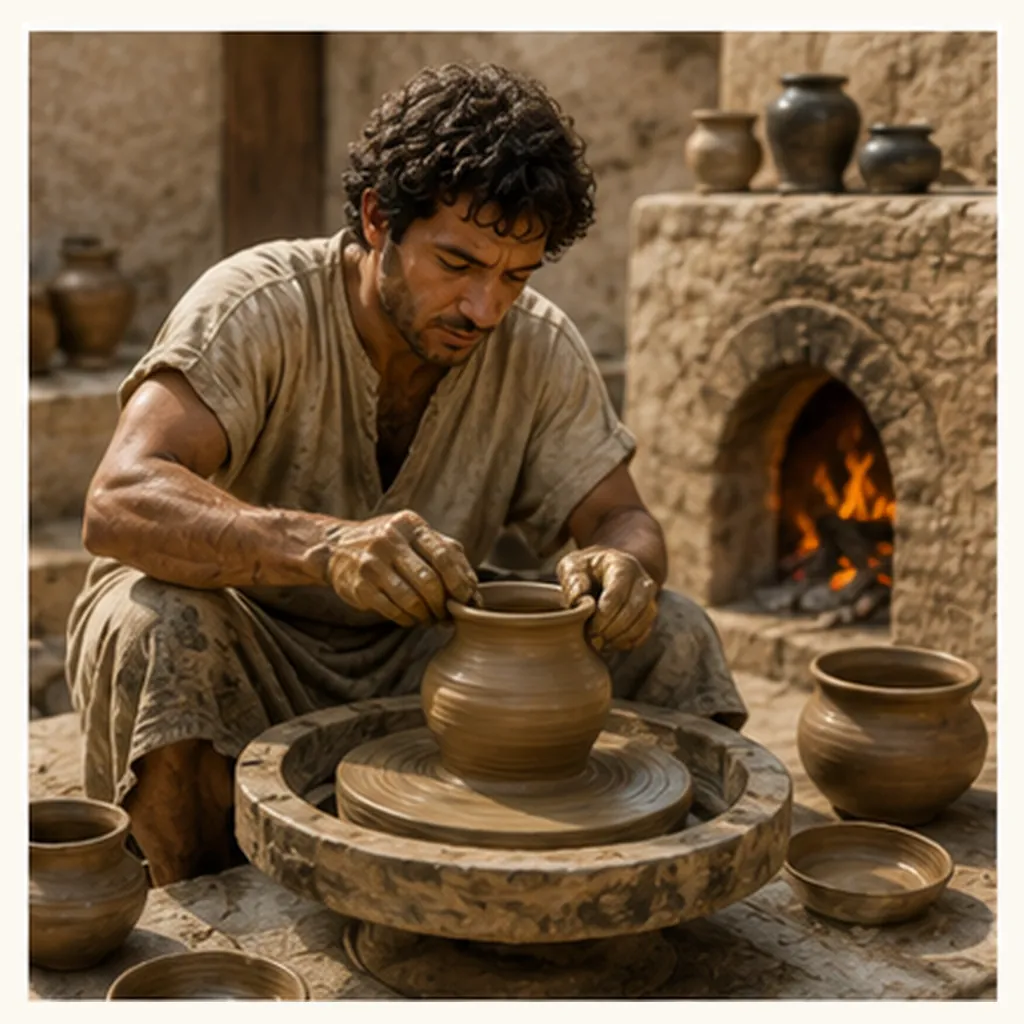 Illustration of ancient people make pottery for the question "How did ancient people make pottery?"