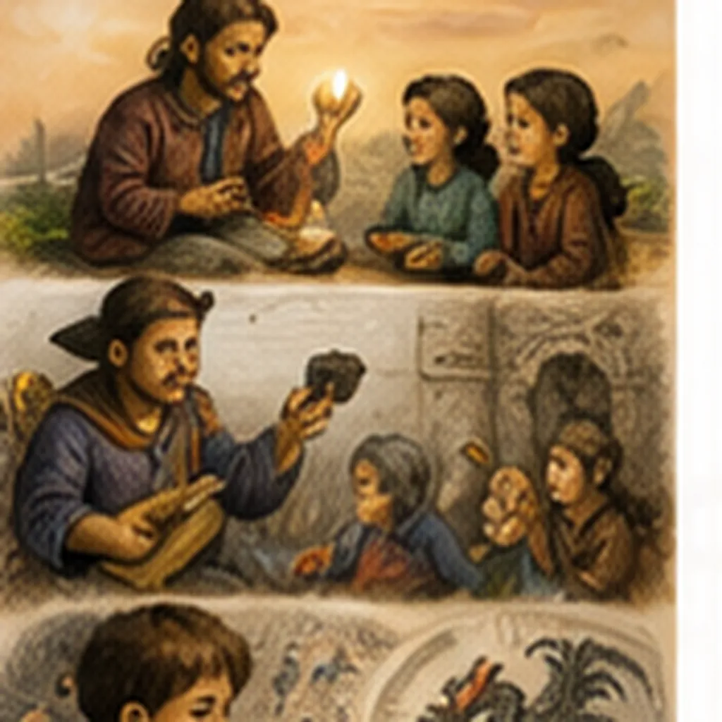 Illustration of old stories change over time for the question "How do old stories change over time?"