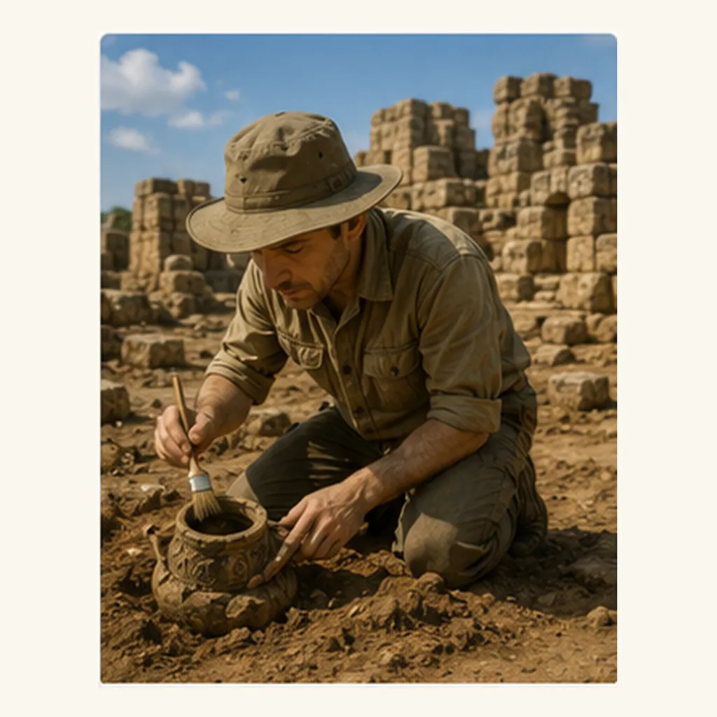 Illustration of archaeologists find ancient things for the question "How do archaeologists find ancient things?"