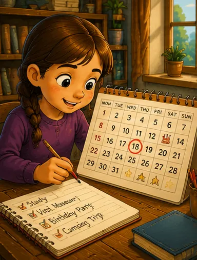 Illustration of calendars help us plan for the question "How do calendars help us plan?"