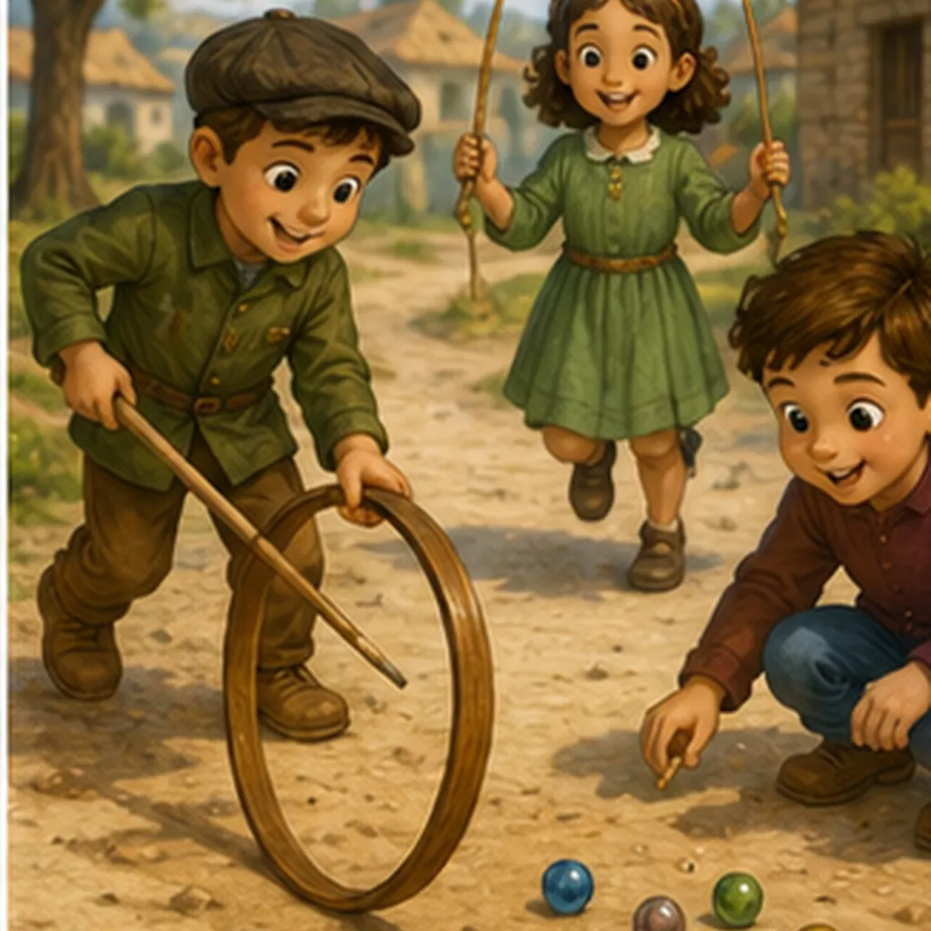 Illustration of games did children play long ago for the question "What games did children play long ago?"