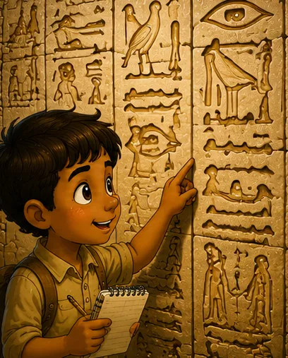 Illustration of hieroglyphics for the question "What are hieroglyphics?"