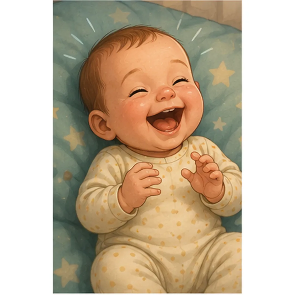 Illustration of babies laugh before they can talk for the question "Why do babies laugh before they can talk?"