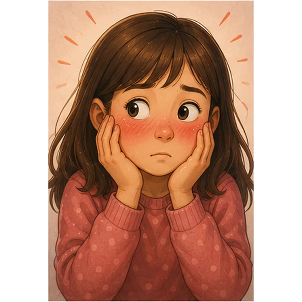 Illustration of our cheeks turn red for the question "Why do our cheeks turn red?"
