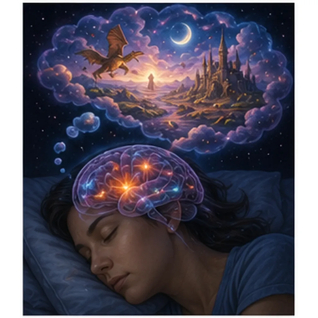 Illustration of the brain make dreams for the question "How does the brain make dreams?"