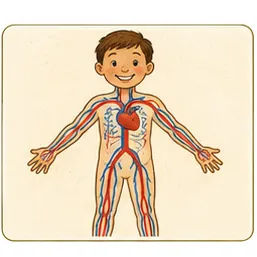 Illustration of blood move around the body for the question "How does blood move around the body?"