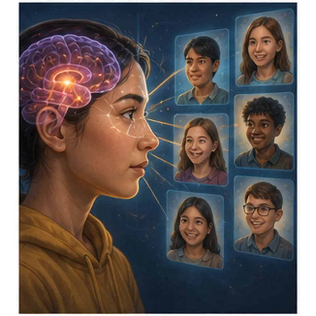 Illustration of we recognise faces so quickly for the question "How do we recognise faces so quickly?"