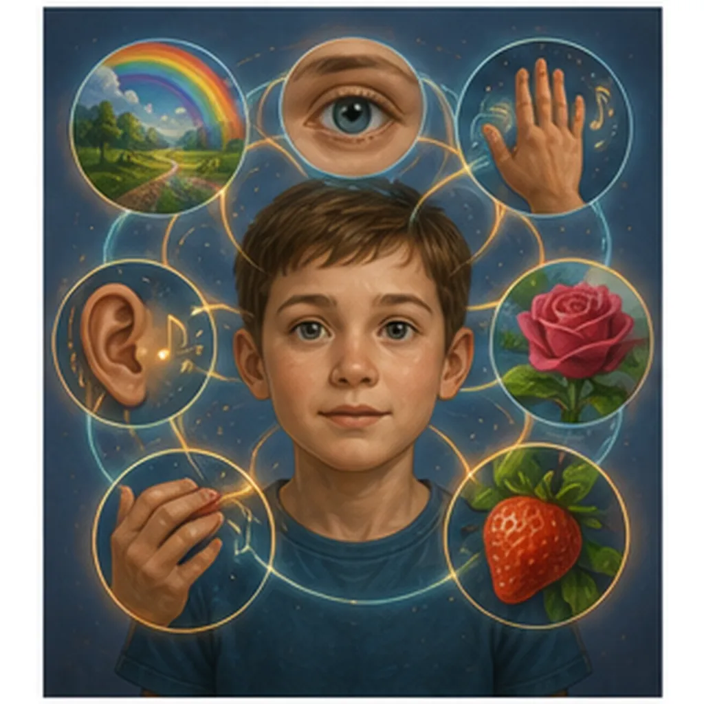 Illustration of our senses work together for the question "How do our senses work together?"
