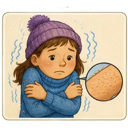 Illustration of we get goosebumps for the question "Why do we get goosebumps?"