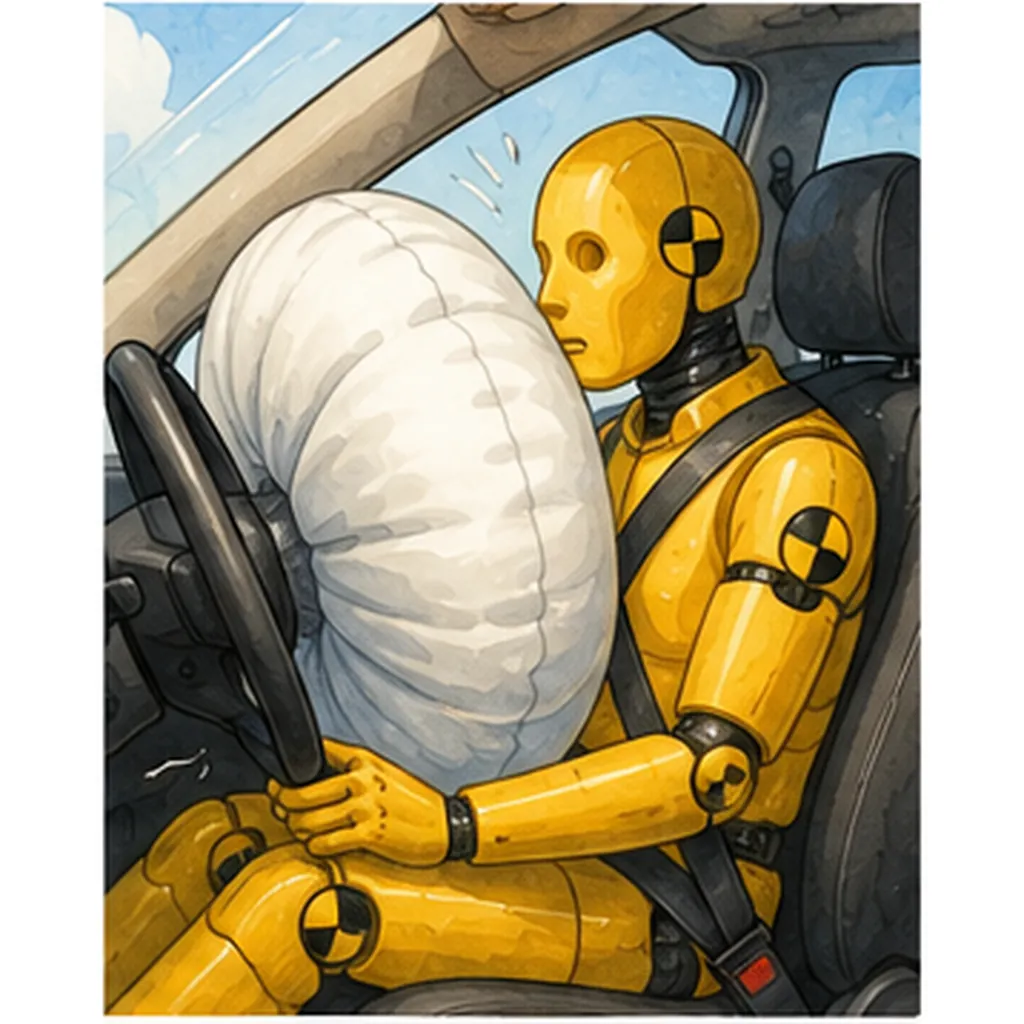 Illustration of car airbags puff up so fast for the question "How do car airbags puff up so fast?"