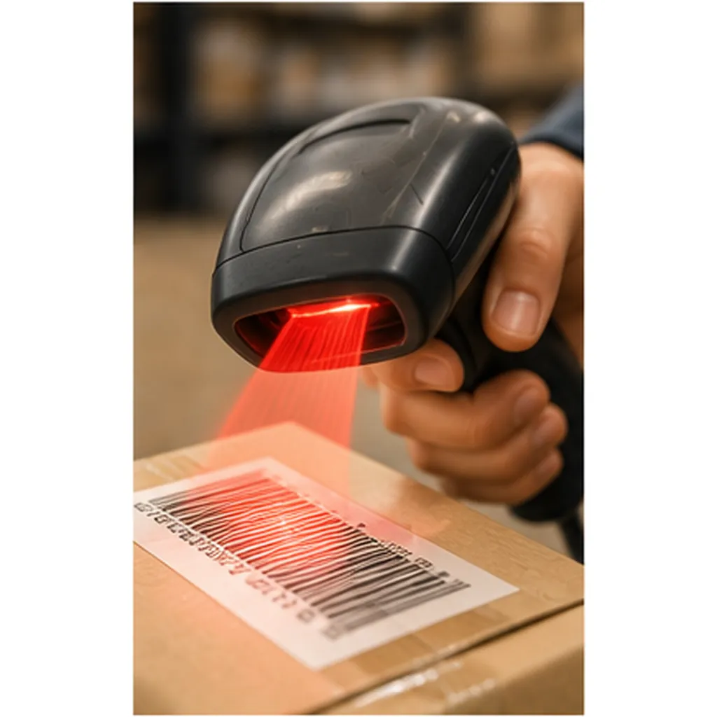 Illustration of barcode scanners use red light for the question "Why do barcode scanners use red light?"