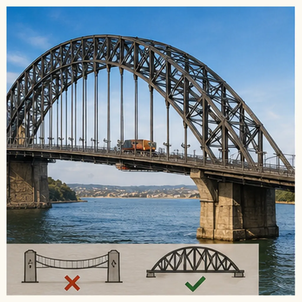 Illustration of bridges need strong shapes for the question "Why do bridges need strong shapes?"