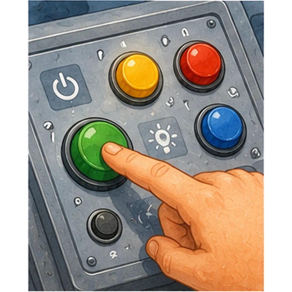 Illustration of so many machines have buttons for the question "Why do so many machines have buttons?"