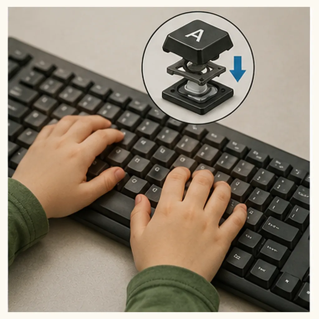 Illustration of a keyboard work for the question "How does a keyboard work?"