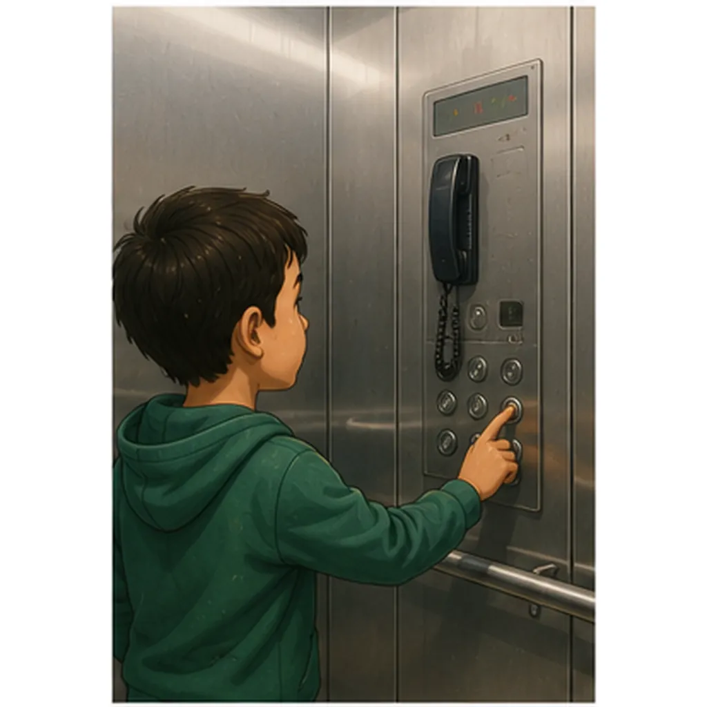 Illustration of elevators have emergency phones for the question "Why do elevators have emergency phones?"