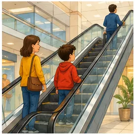 Illustration of escalators move for the question "How do escalators move?"