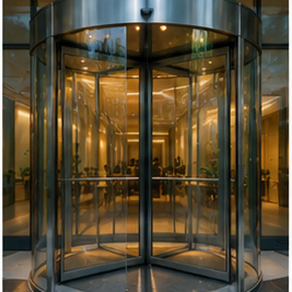 Illustration of revolving doors keep spinning for the question "How do revolving doors keep spinning?"