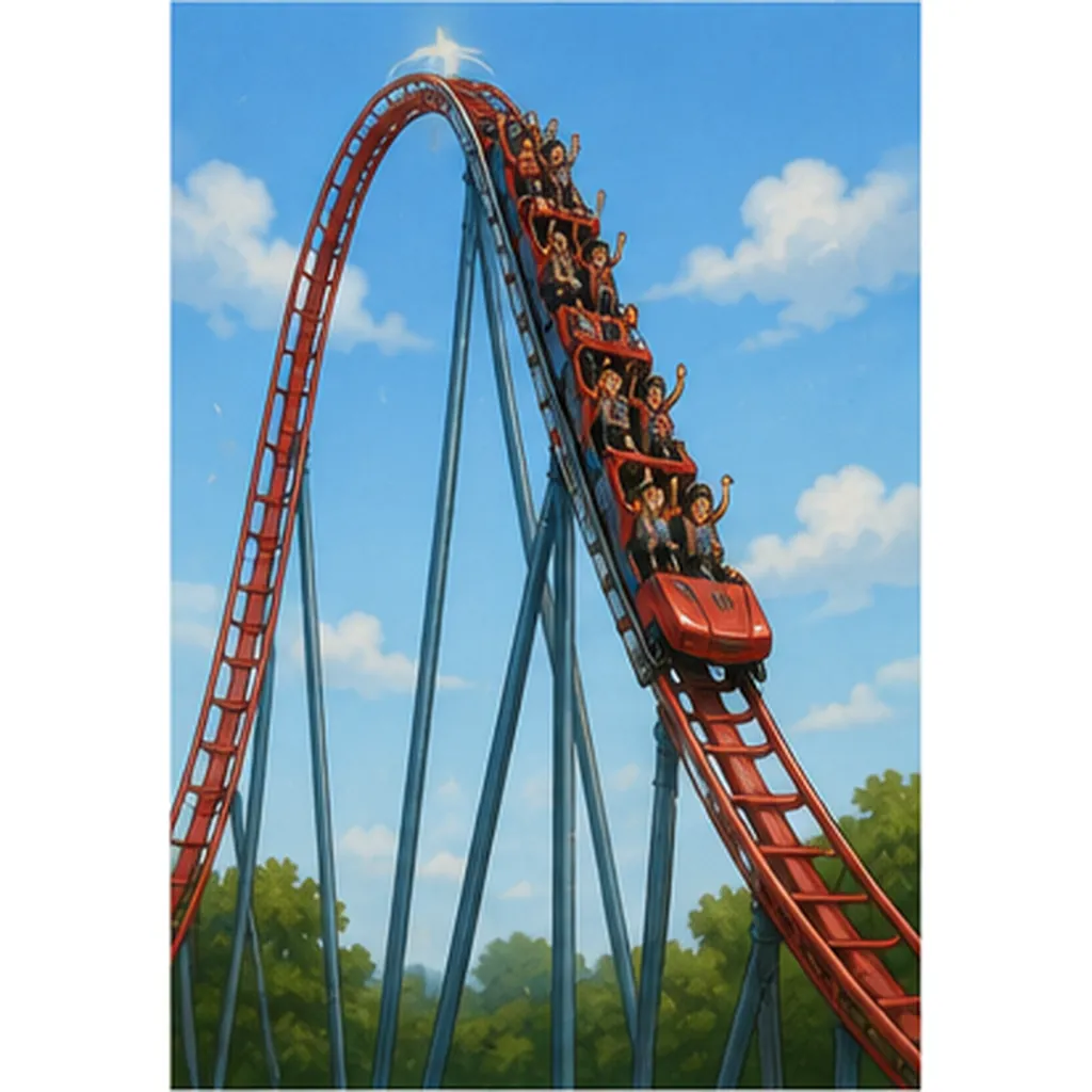 Illustration of roller coasters need big first hills for the question "Why do roller coasters need big first hills?"