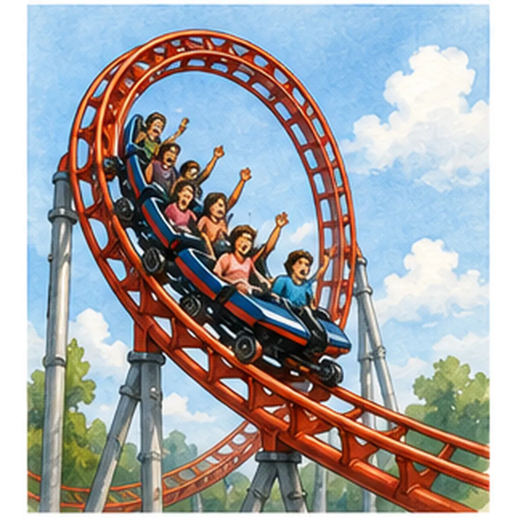 Illustration of roller coasters not fall off the track for the question "Why do roller coasters not fall off the track?"