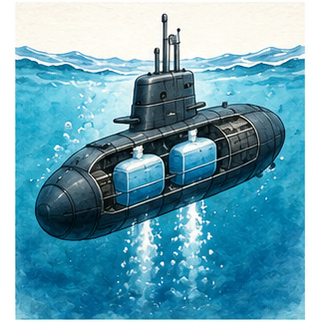 Illustration of submarines rise back to the surface for the question "How do submarines rise back to the surface?"