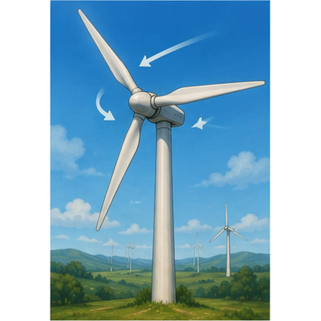 Illustration of wind turbines face the wind for the question "Why do wind turbines face the wind?"