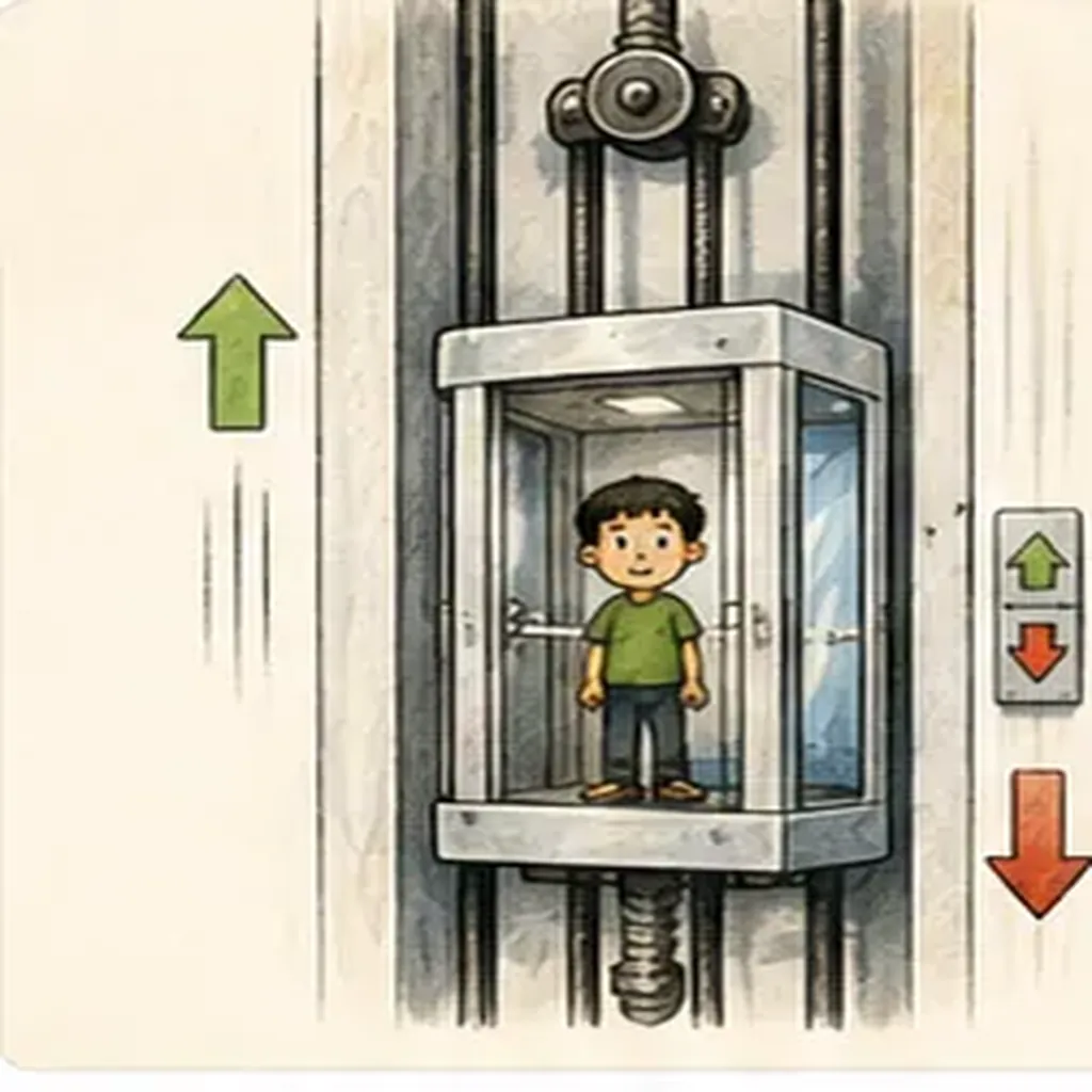 Illustration of lifts go up and down for the question "How do lifts go up and down?"