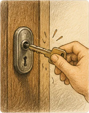 Illustration of keys open locks for the question "How do keys open locks?"