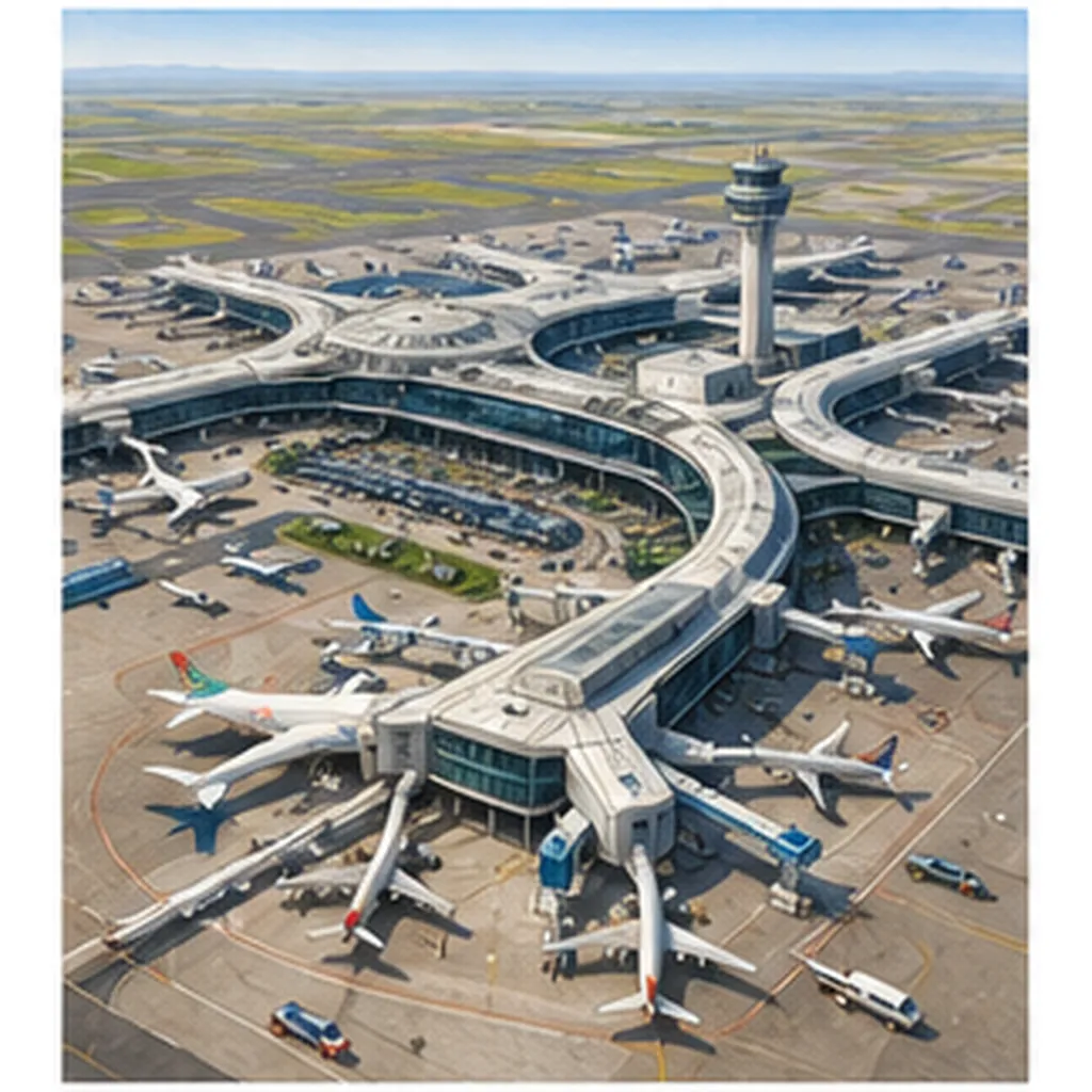 Illustration of airports look like tiny cities for the question "Why do airports look like tiny cities?"