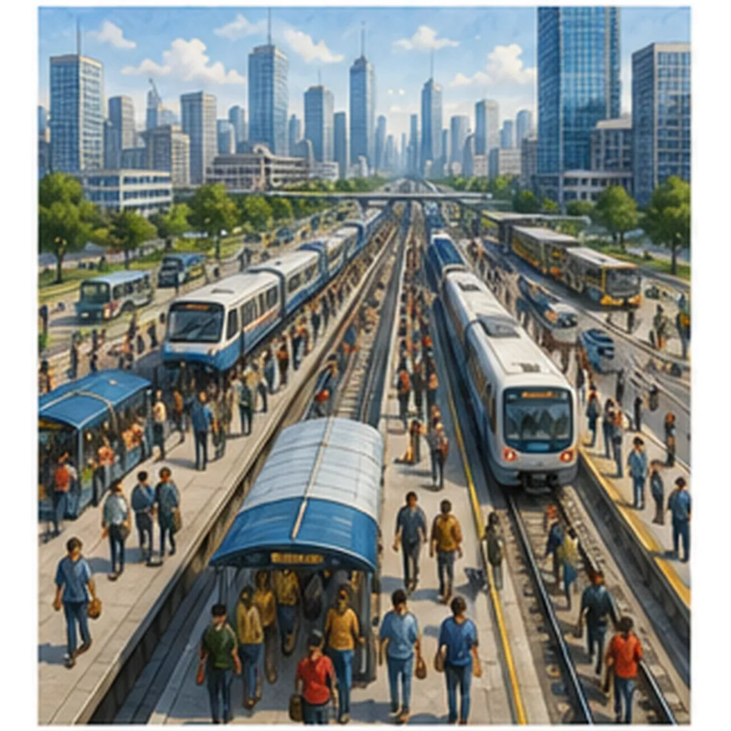 Illustration of cities move millions of people each day for the question "How do cities move millions of people each day?"