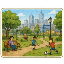 Illustration of cities have parks for the question "Why do cities have parks?"