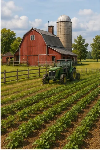 Illustration of people build farms for the question "Why do people build farms?"