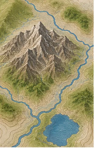 Illustration of maps show mountains for the question "How do maps show mountains?"