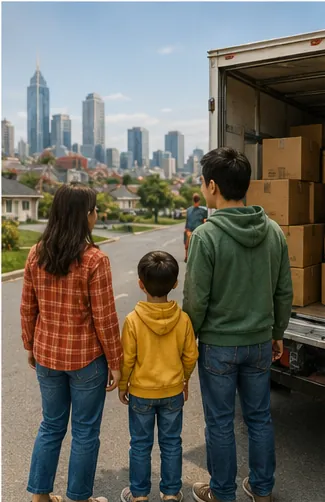 Illustration of people move to new places for the question "Why do people move to new places?"