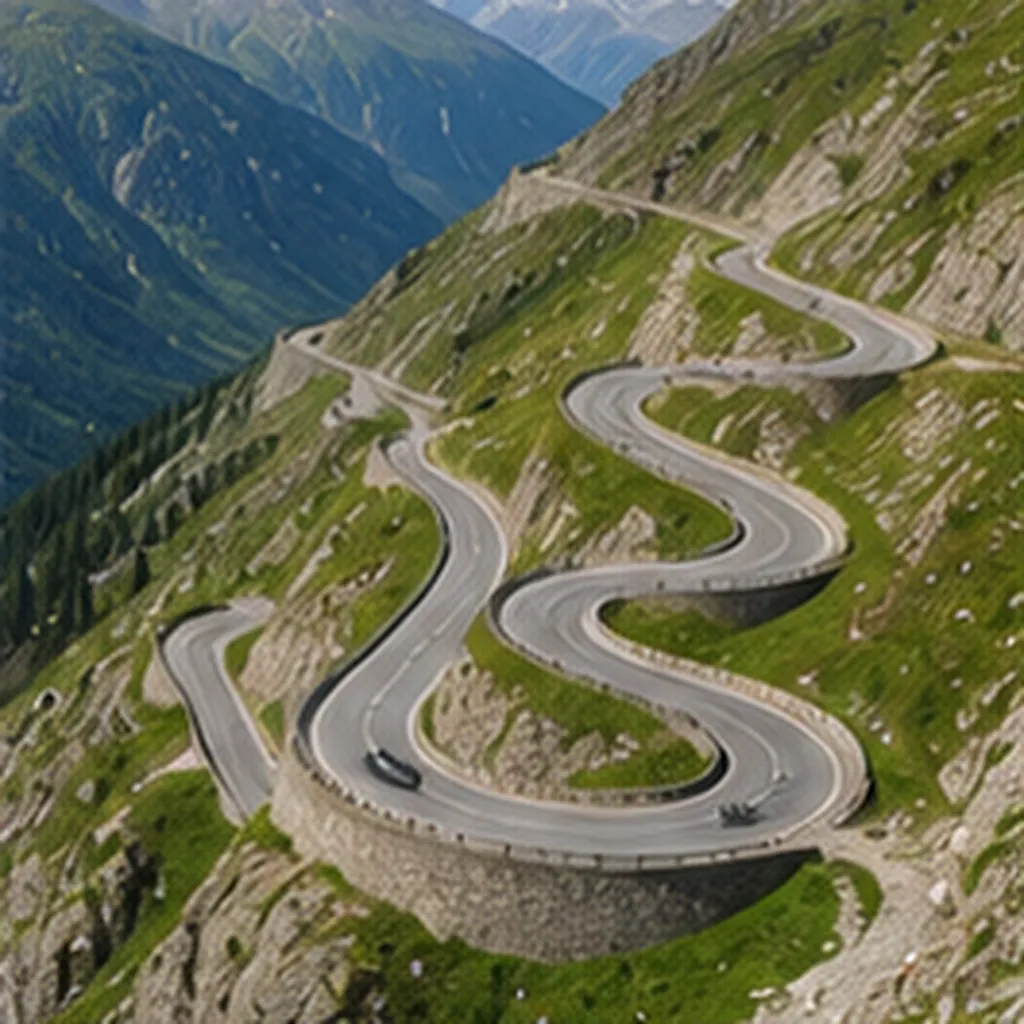 Illustration of some roads wind through mountains for the question "Why do some roads wind through mountains?"