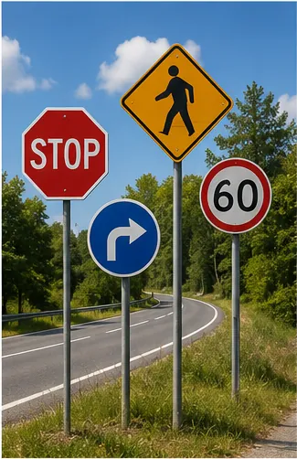 Illustration of roads have signs for the question "Why do roads have signs?"