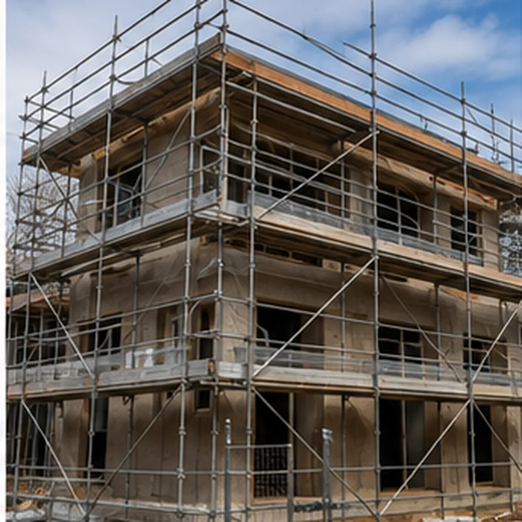 Illustration of builders wrap a whole building in metal poles before fixing it for the question "Why do builders wrap a whole building in metal poles before fixing it?"