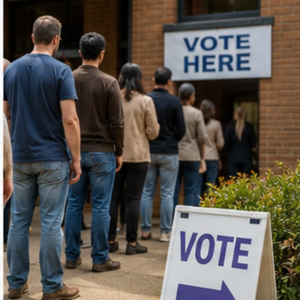 Illustration of grown-ups queue up to vote in elections for the question "Why do grown-ups queue up to vote in elections?"