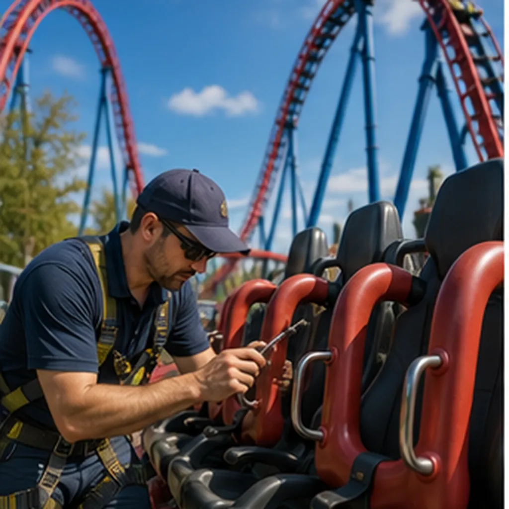 Illustration of theme parks make sure a giant rollercoaster is safe every single day for the question "How do theme parks make sure a giant rollercoaster is safe every single day?"