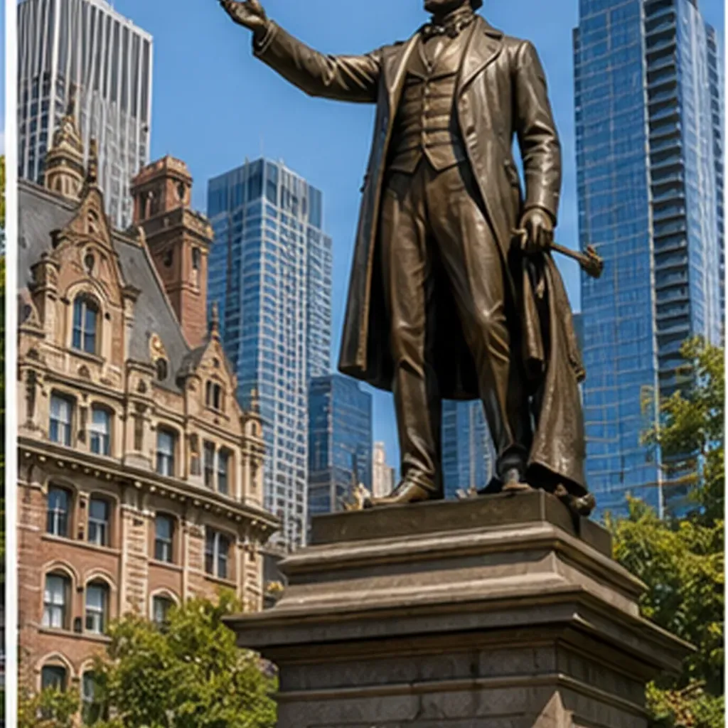 Illustration of cities put up statues of people who lived long ago for the question "Why do cities put up statues of people who lived long ago?"