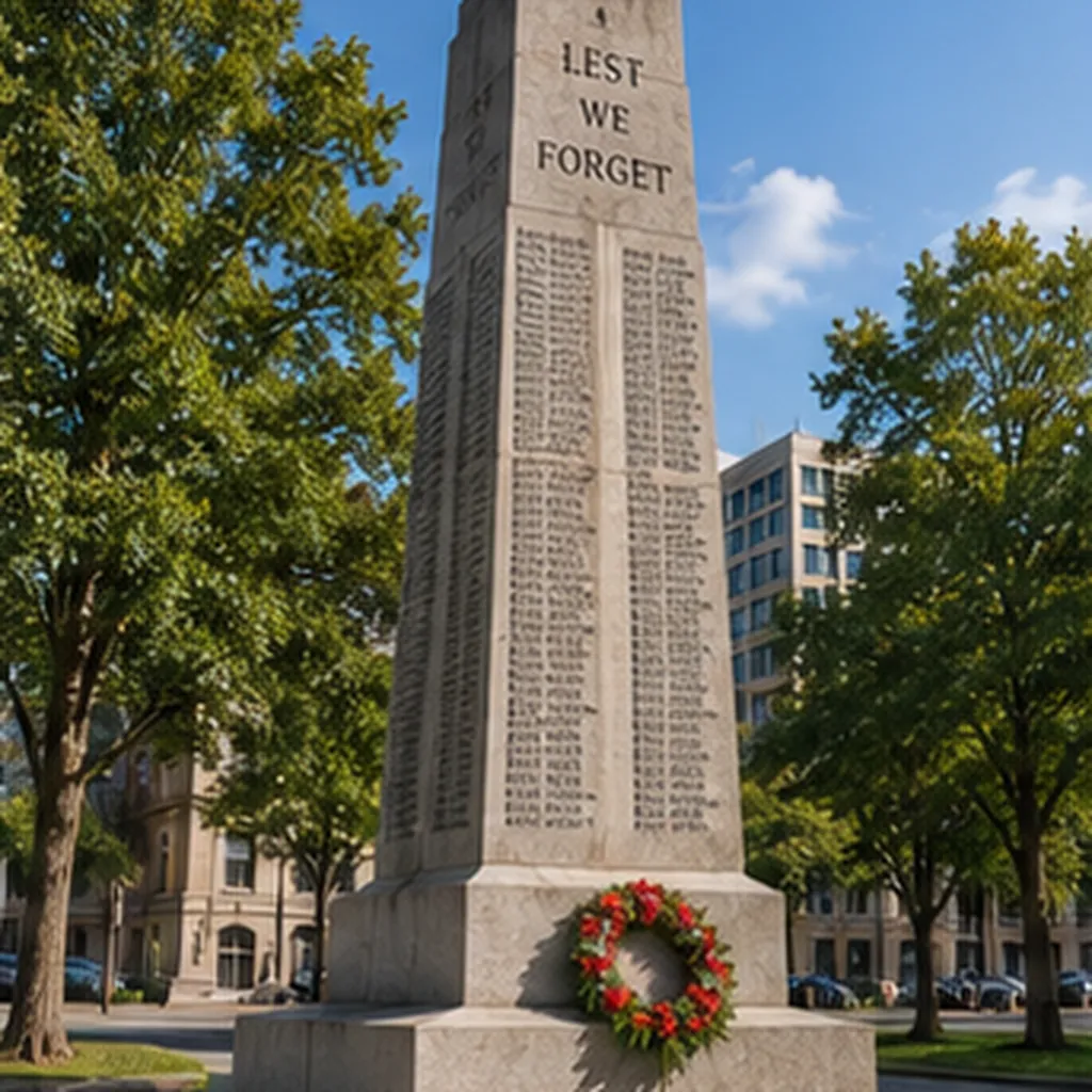 Illustration of towns build tall stone monuments listing rows of names for the question "Why do towns build tall stone monuments listing rows of names?"
