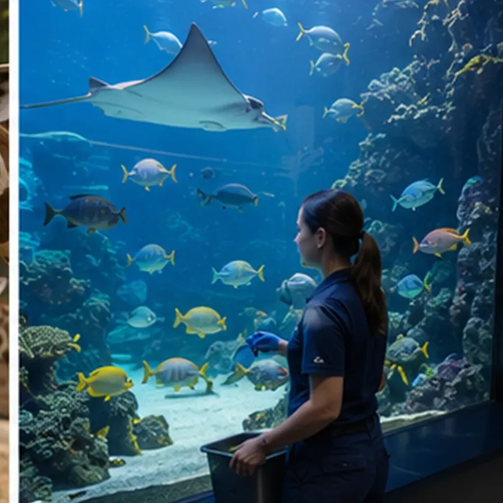 Illustration of aquarium tanks keep sea creatures healthy far from the ocean for the question "How do aquarium tanks keep sea creatures healthy far from the ocean?"
