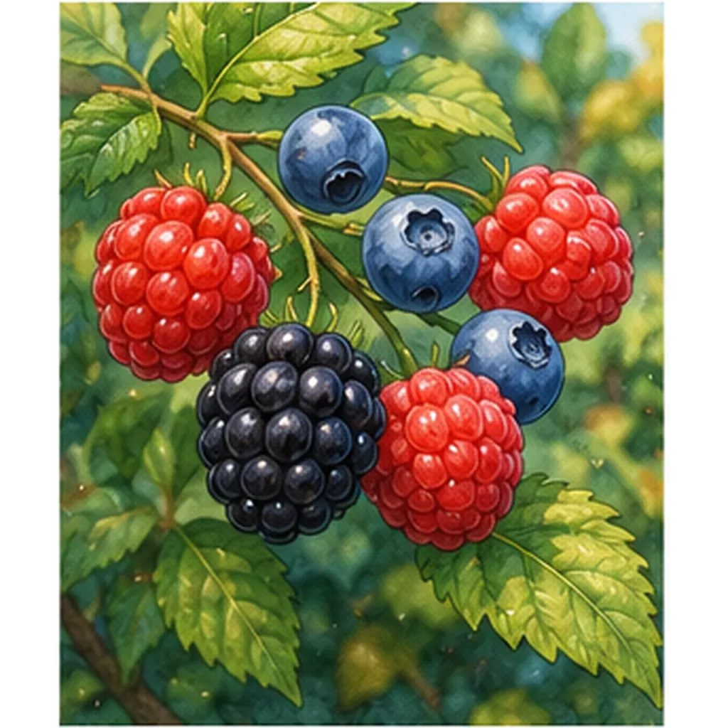 Illustration of some berries bright red or blue for the question "Why are some berries bright red or blue?"