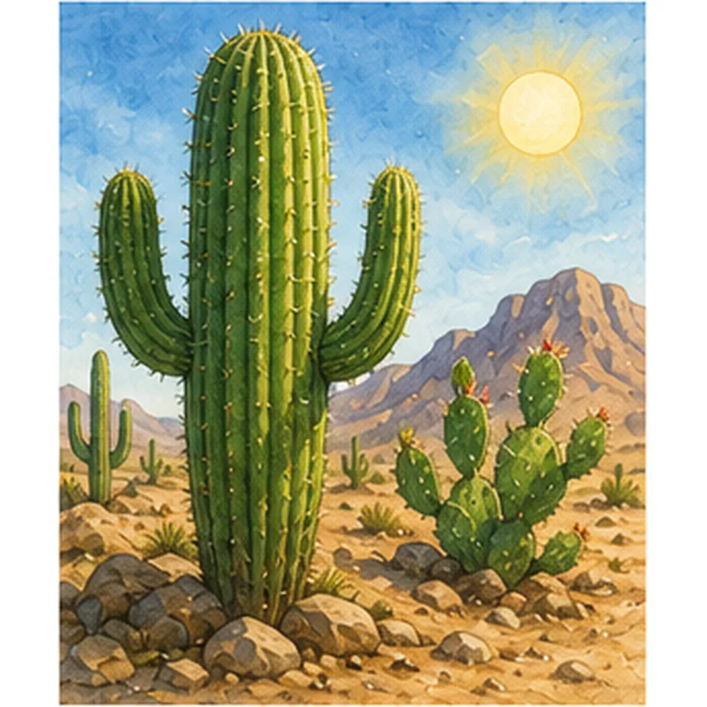 Illustration of cactus plants live with so little water for the question "How can cactus plants live with so little water?"