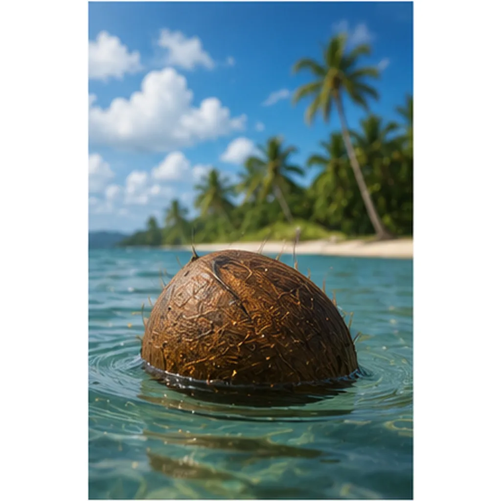 Illustration of coconuts float across the sea for the question "Why do coconuts float across the sea?"