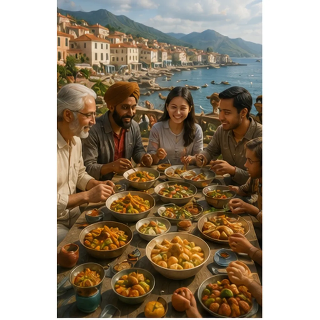 Illustration of food connect people to places for the question "How does food connect people to places?"