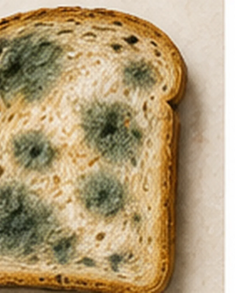 Illustration of some foods go mouldy for the question "Why do some foods go mouldy?"