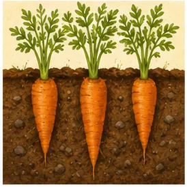 Illustration of carrots grow underground for the question "Why do carrots grow underground?"